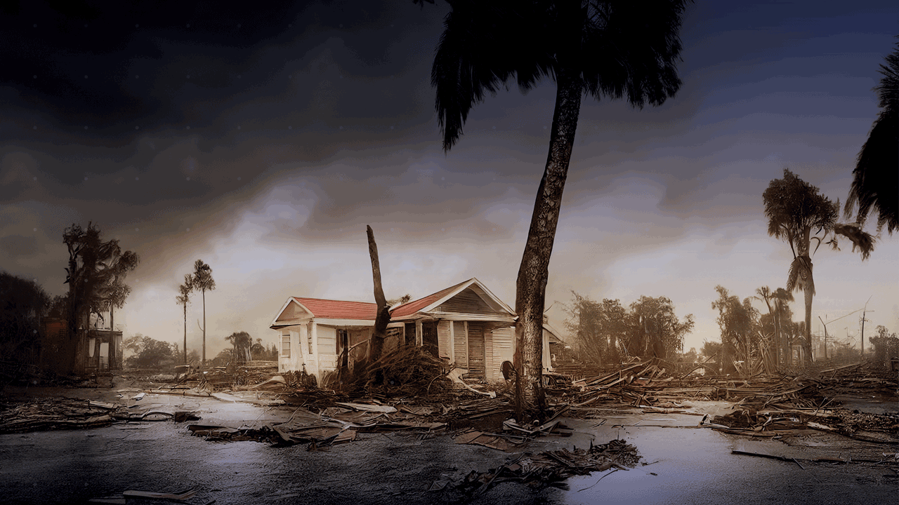 Picture of house in aftermath of a hurricane