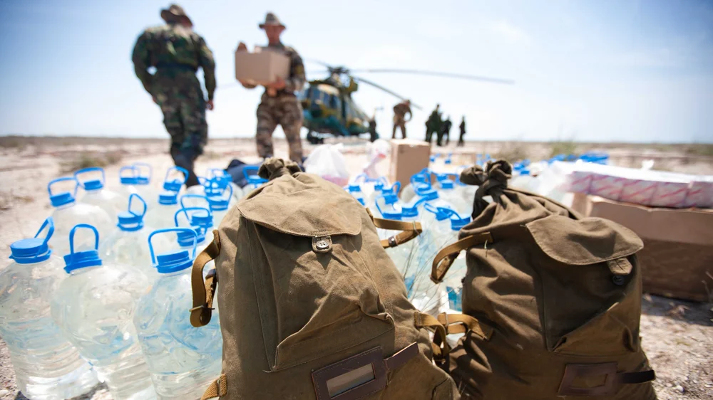 Humanitarian aid delivered following earthquake in Haiti.